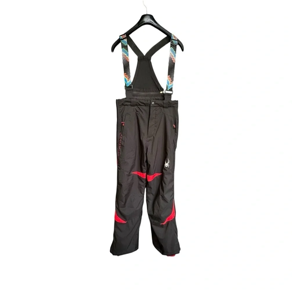 Spyder Bib Ski Snow Pants Like New Black Removable Suspenders Waterproof Kids 18